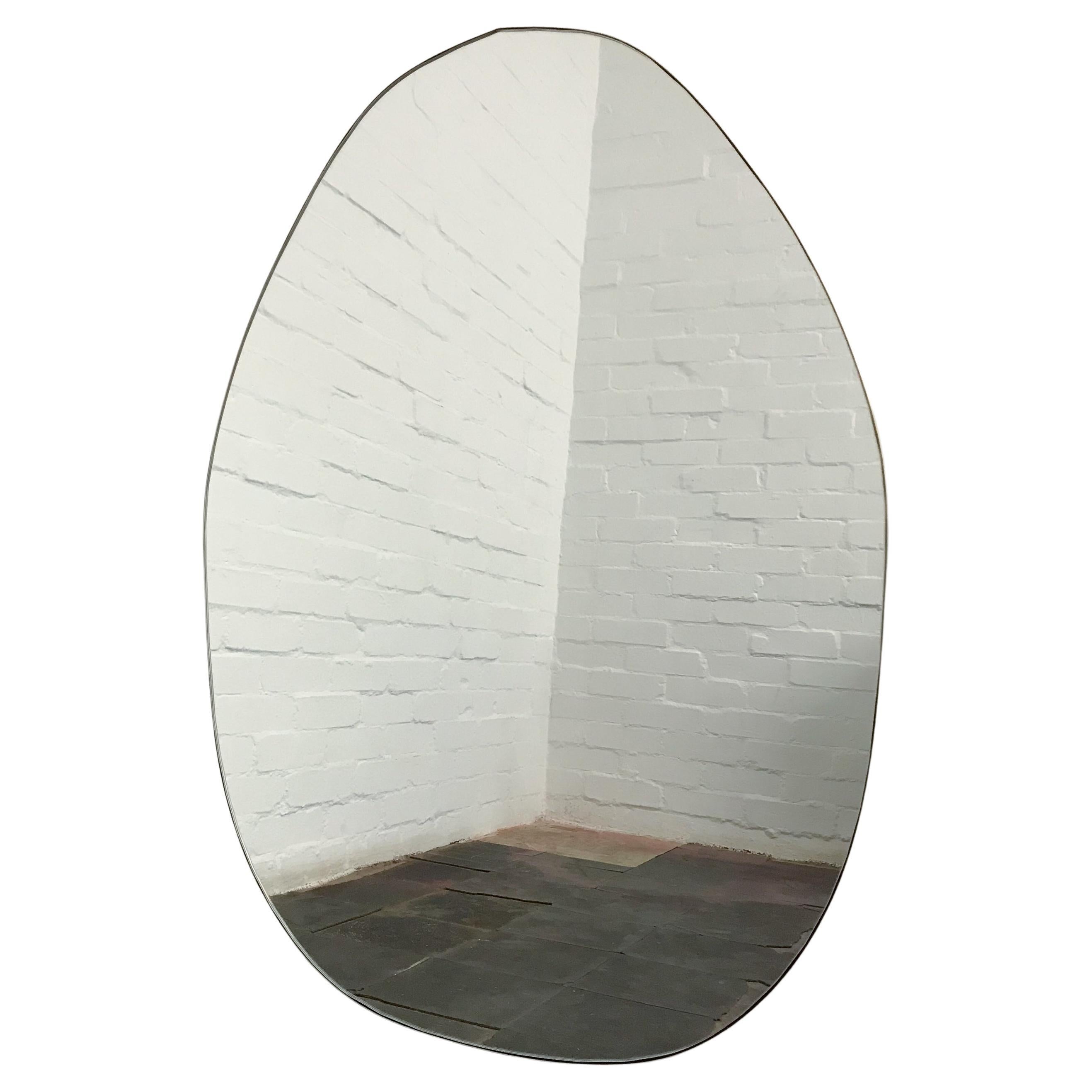 Nuva Organic Irregular Shaped Freeform Modern Mirror with Brass Frame, Oversized For Sale