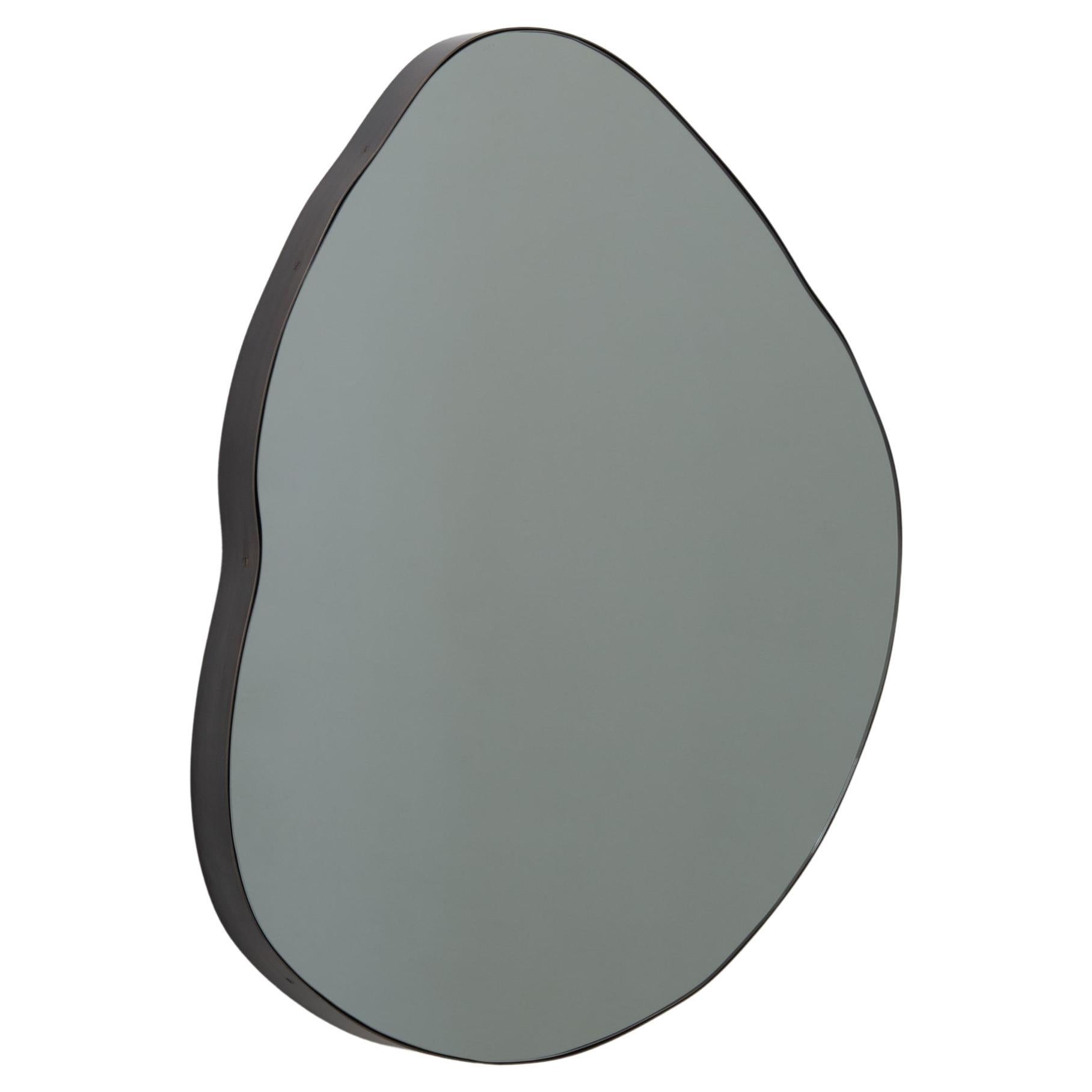 Ergon Organic Freeform Illuminated Black Mirror, Bronze Patina Frame, Large For Sale
