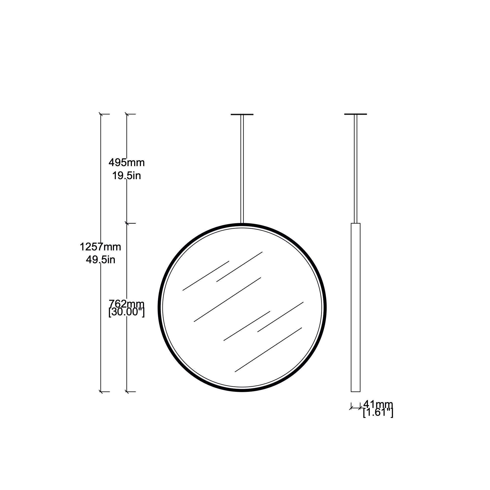 Illuminated Ceiling Suspended Orbis Round Mirror Brass Frame For Sale 4
