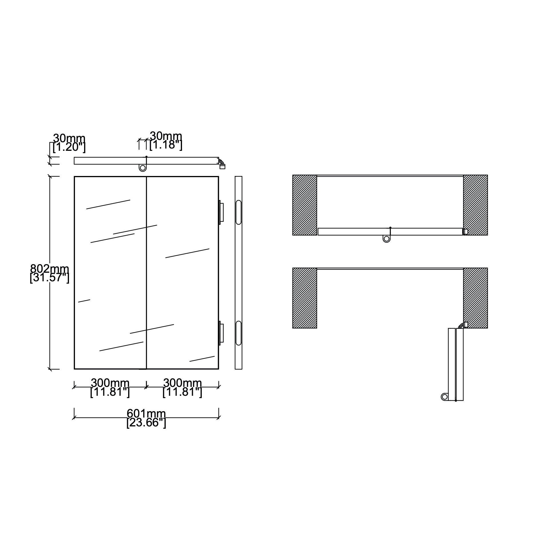 Bifold Foldable Rectangular Mirror with Blackened Metal Frame For Sale 7