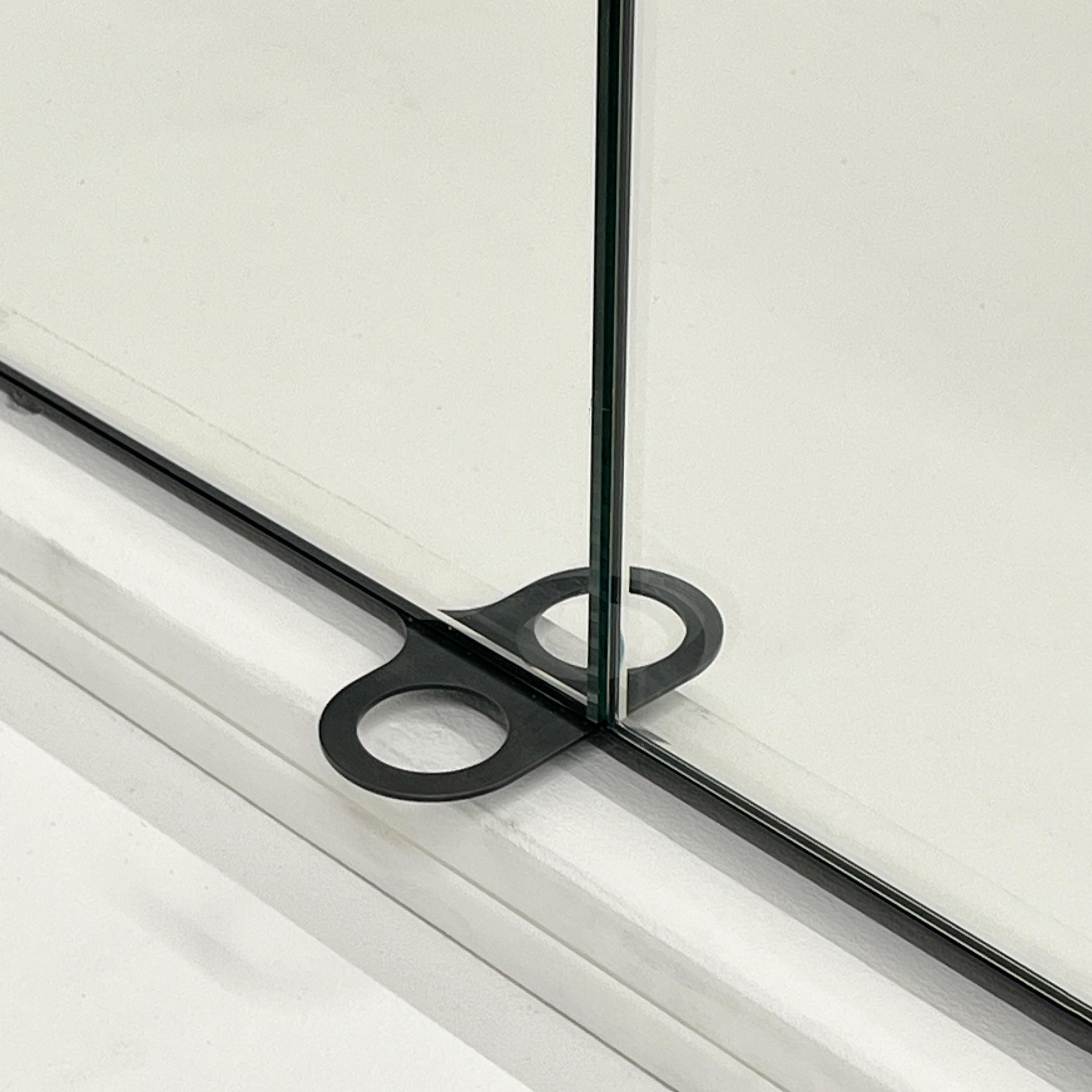British Bifold Foldable Rectangular Mirror with Blackened Metal Frame For Sale