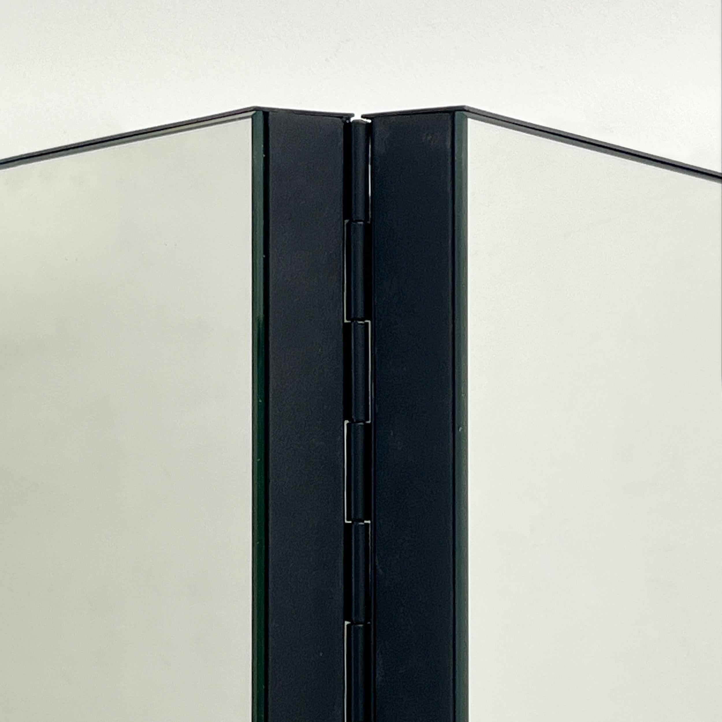 Bifold Foldable Rectangular Mirror with Blackened Metal Frame For Sale 4