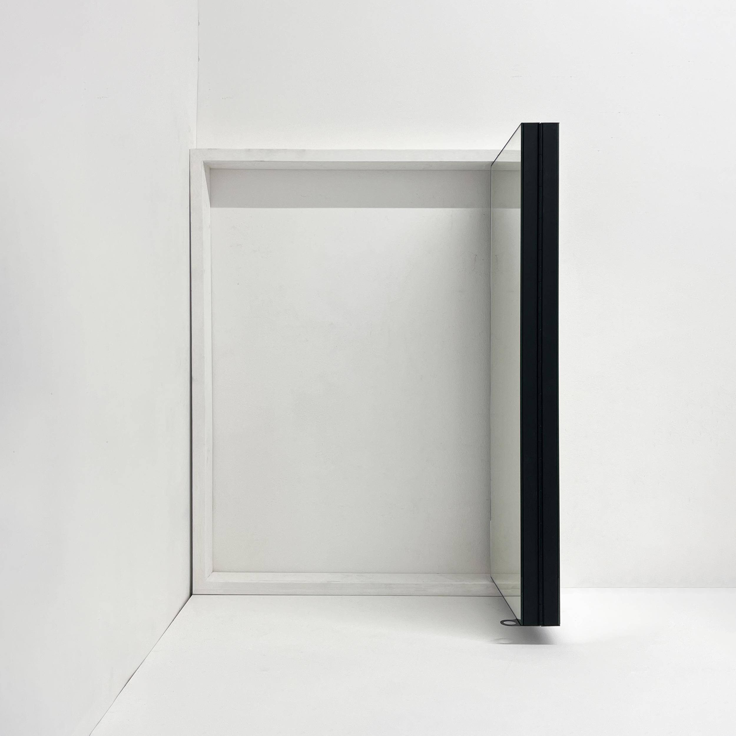 Bifold Foldable Rectangular Mirror with Blackened Metal Frame For Sale 6