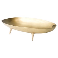 Decorative Cast Brushed Brass Long Bowl Vide-poche with Legs