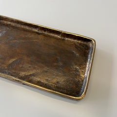 Small Handmade Cast Bronze Decorative Wabi-Sabi Rectangular Tray, Vide Poche