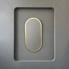 Capsula Capsule Pill Shape Contemporary Mirror with Brass Frame, Small