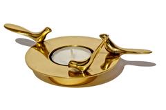Handmade Cast Brass T-Light Candle-holder with Three Birds