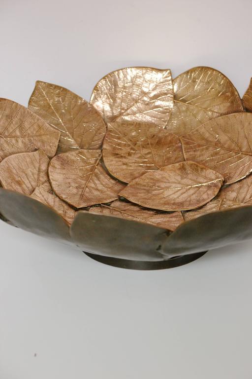 Handmade Brass Cast Leaf Bowl 'Large' For Sale at 1stdibs