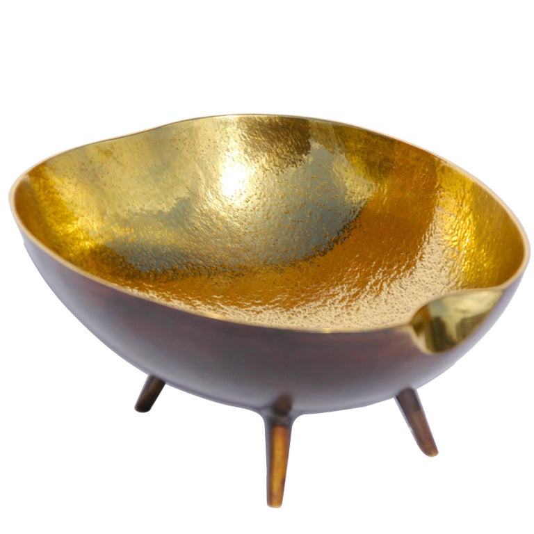 Cast Brass Bowl with Legs For Sale at 1stDibs