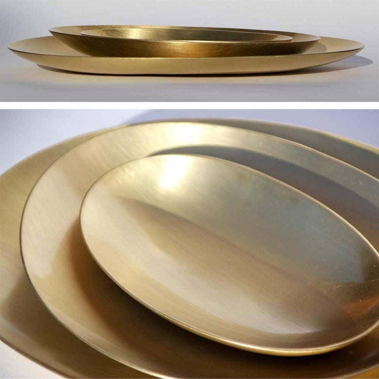 Handmade Cast Brass Plates with a Brushed Finish For Sale at 1stdibs