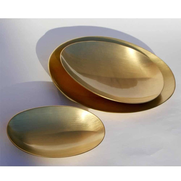 Handmade Cast Brass Plates with a Brushed Finish For Sale at 1stdibs
