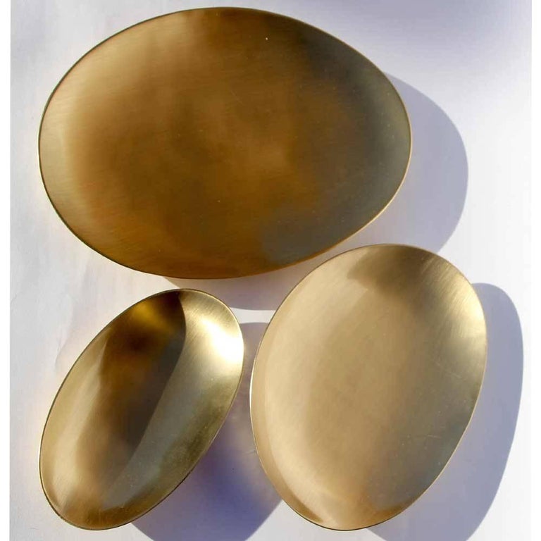 Handmade Cast Brass Plates with a Brushed Finish For Sale at 1stdibs