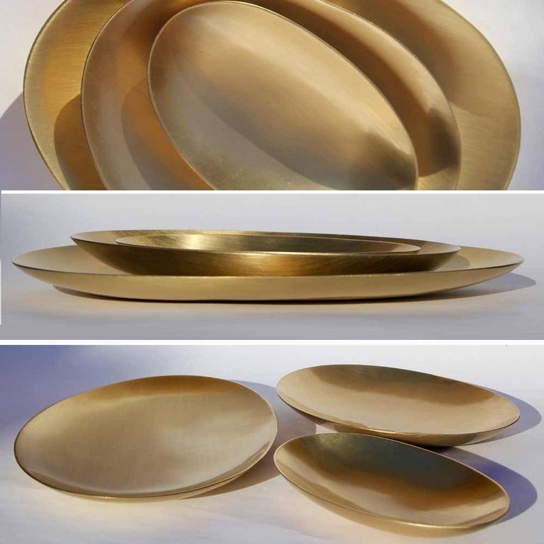 Handmade Cast Brass Plates with a Brushed Finish For Sale at 1stdibs