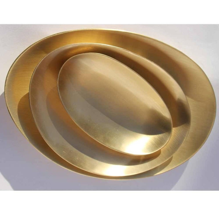 Handmade Cast Brass Plates with a Brushed Finish For Sale at 1stdibs
