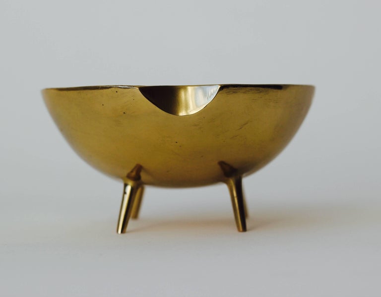 Polished Brass Bowl with Legs at 1stDibs