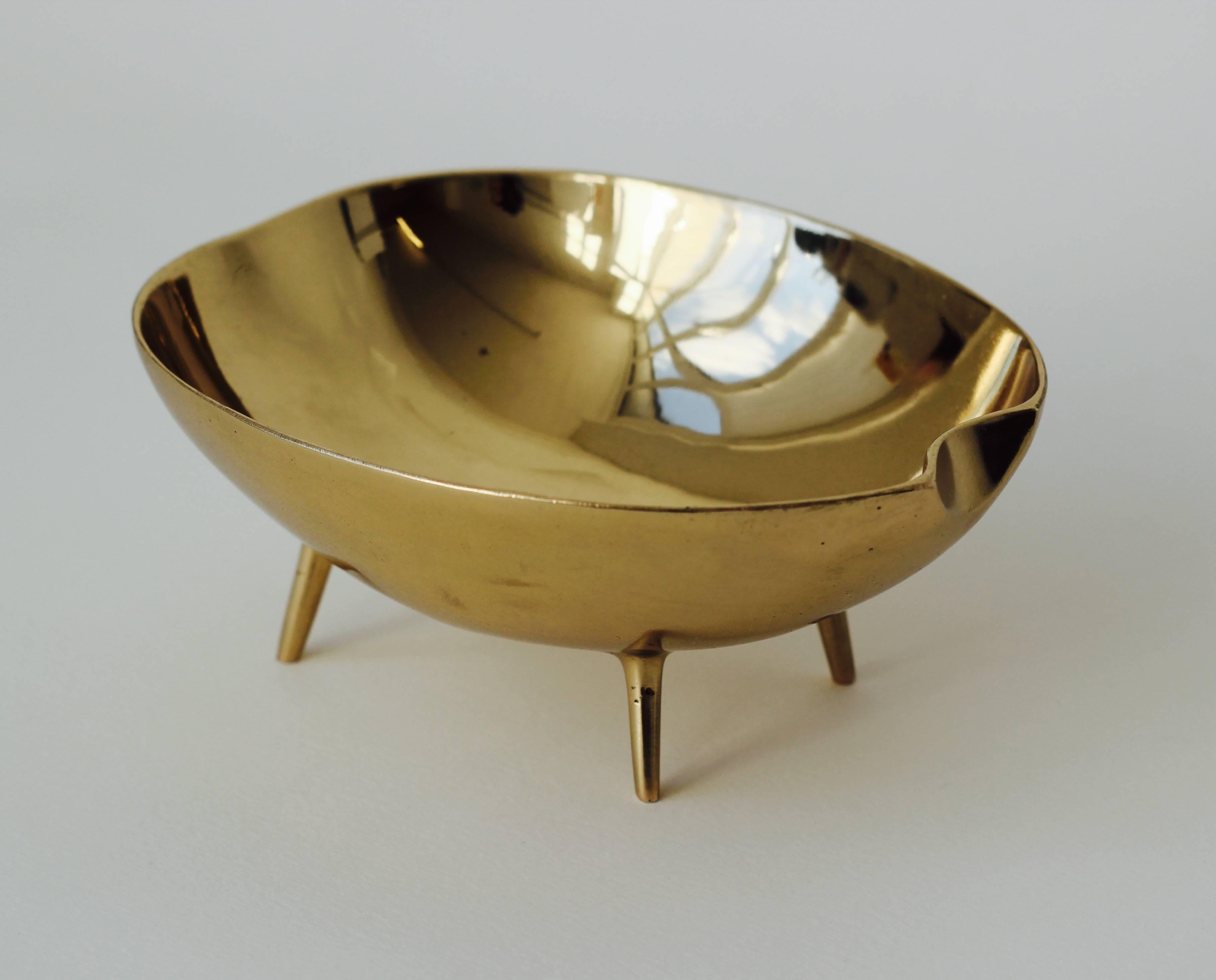 Cast Polished Brass Bowl with Legs