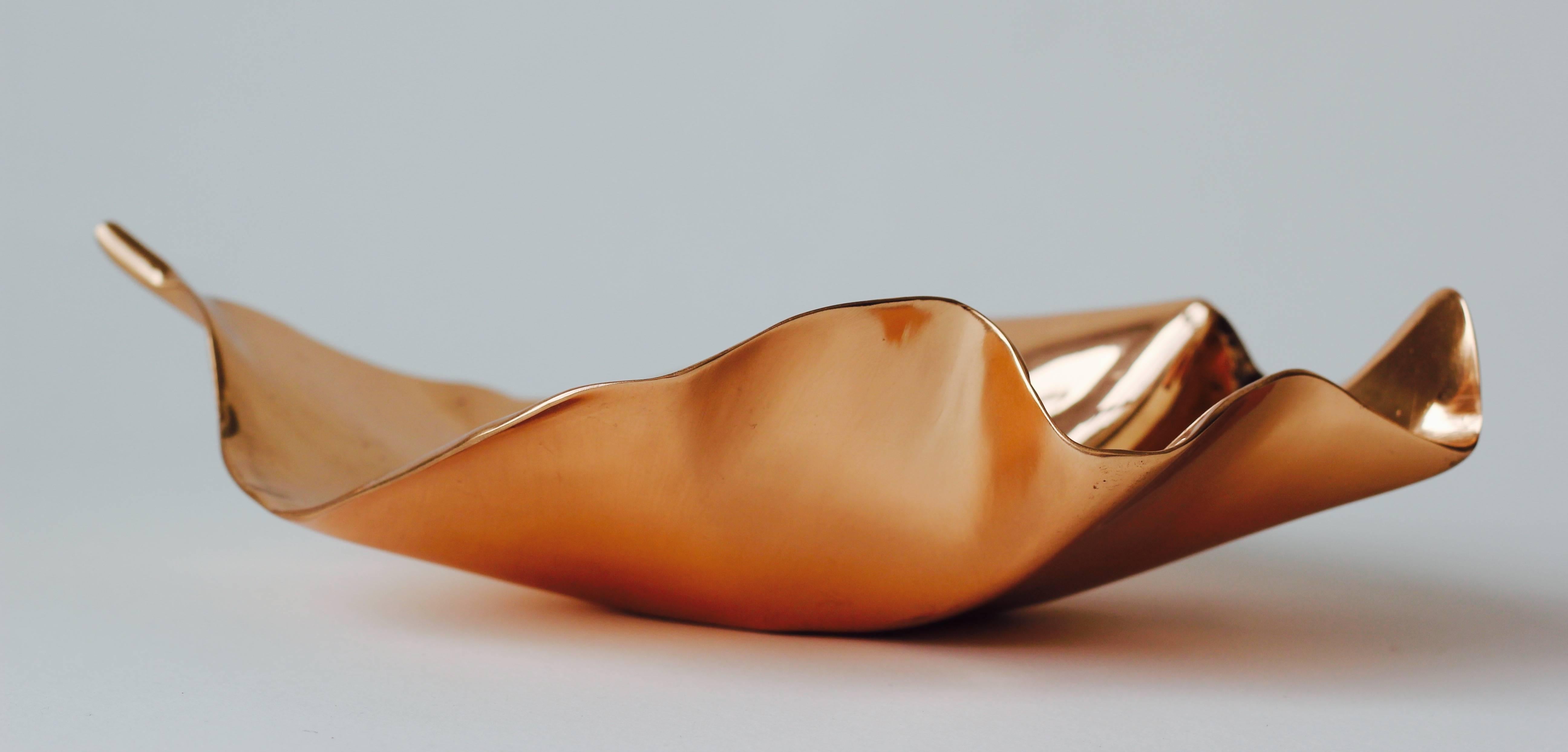 Contemporary Smooth Polished Large Cast Bronze Leaf For Sale