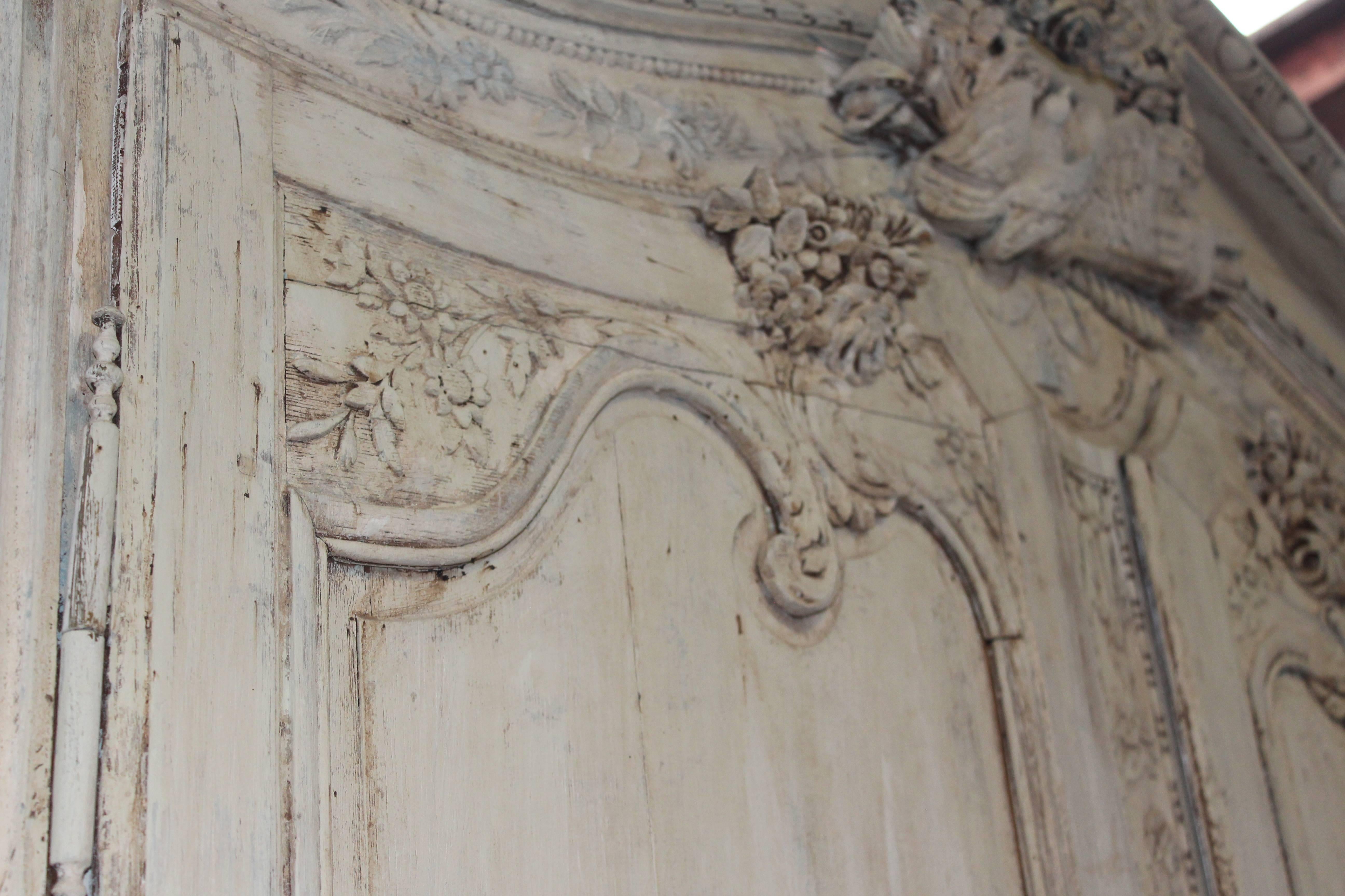 Louis XIV 18th Century Fine Carved Wedding Armoire from Normandy 