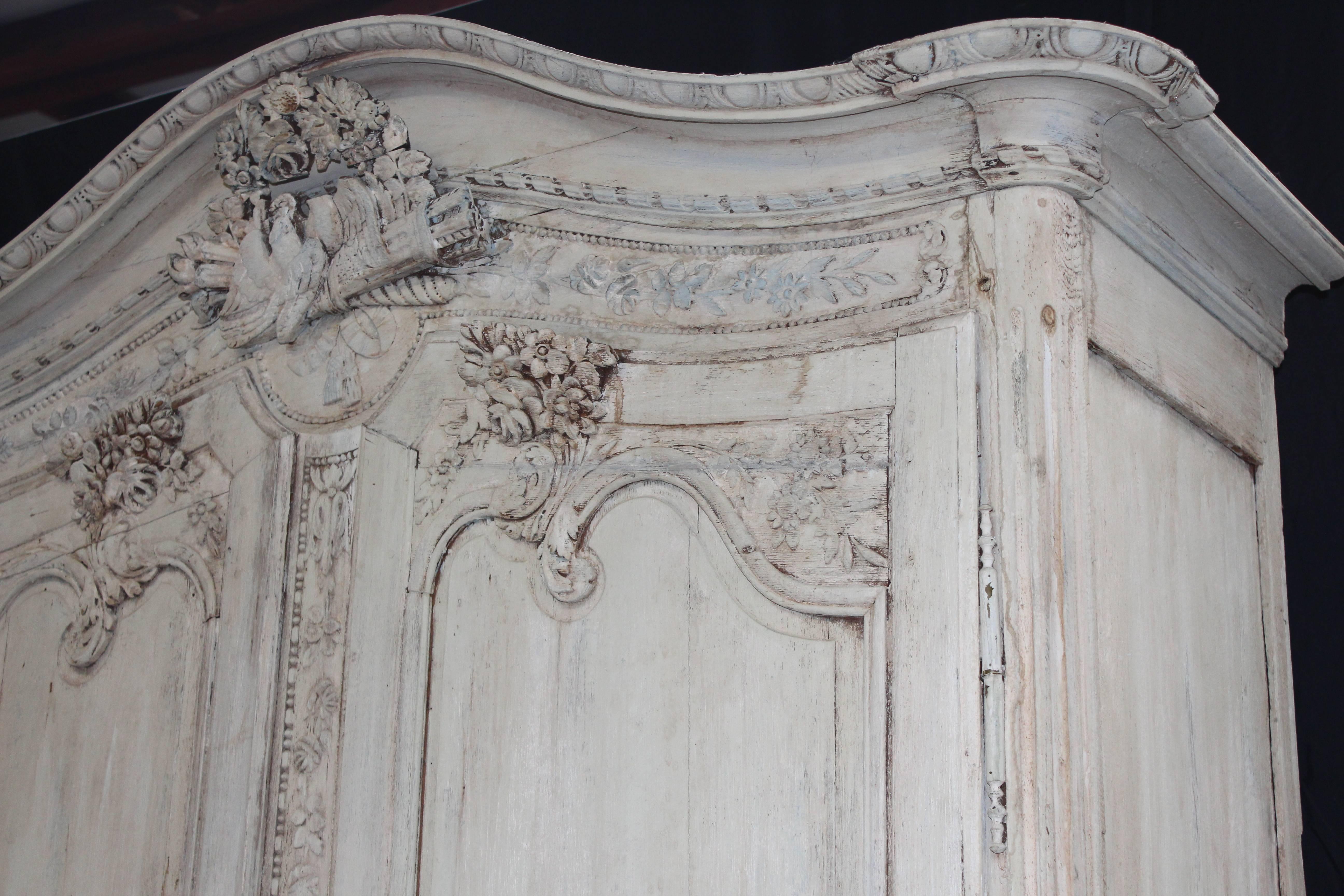 French 18th Century Fine Carved Wedding Armoire from Normandy 