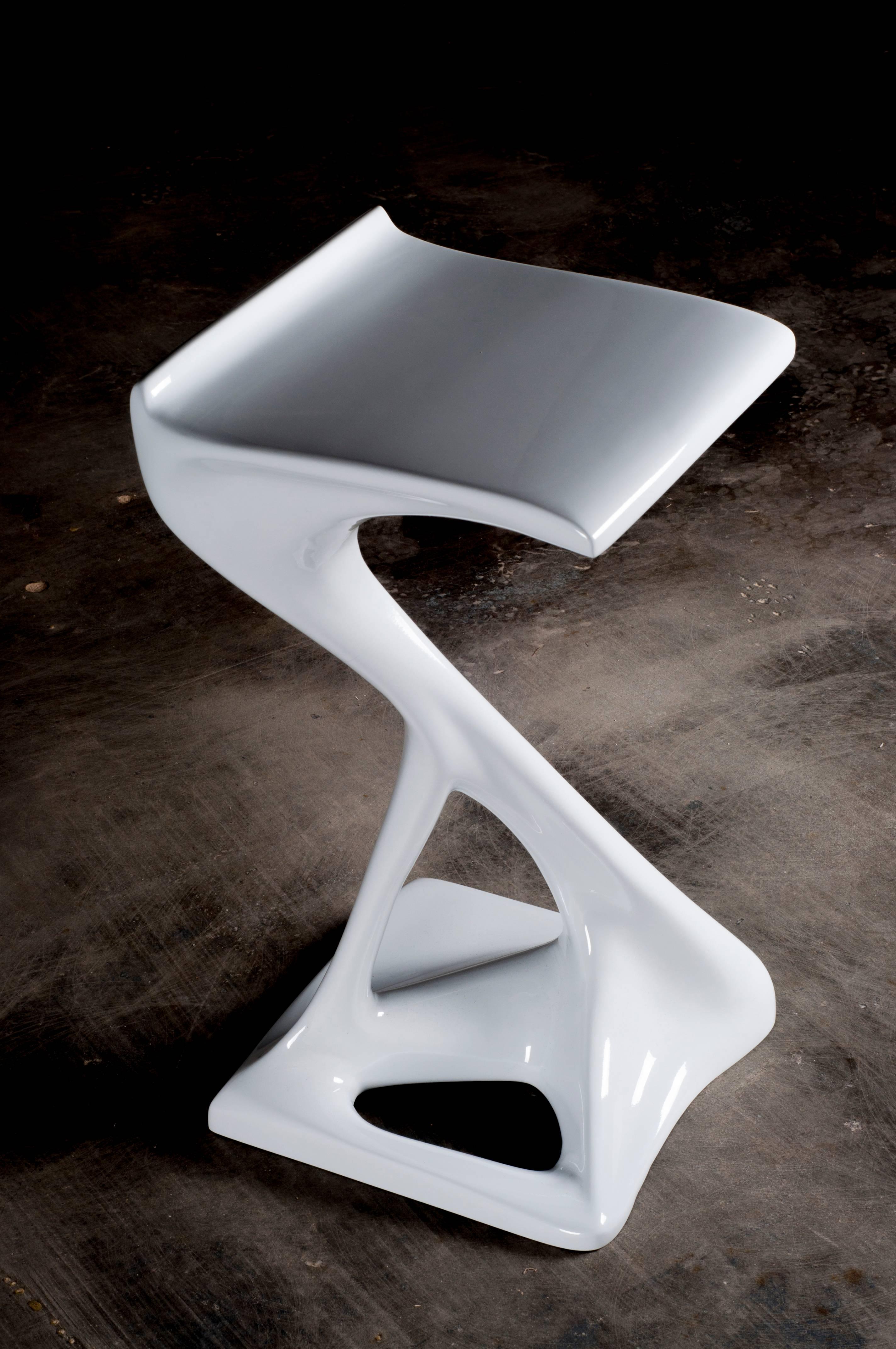 American Amorph Attitude Bar Stool Lacquered White  For Sale