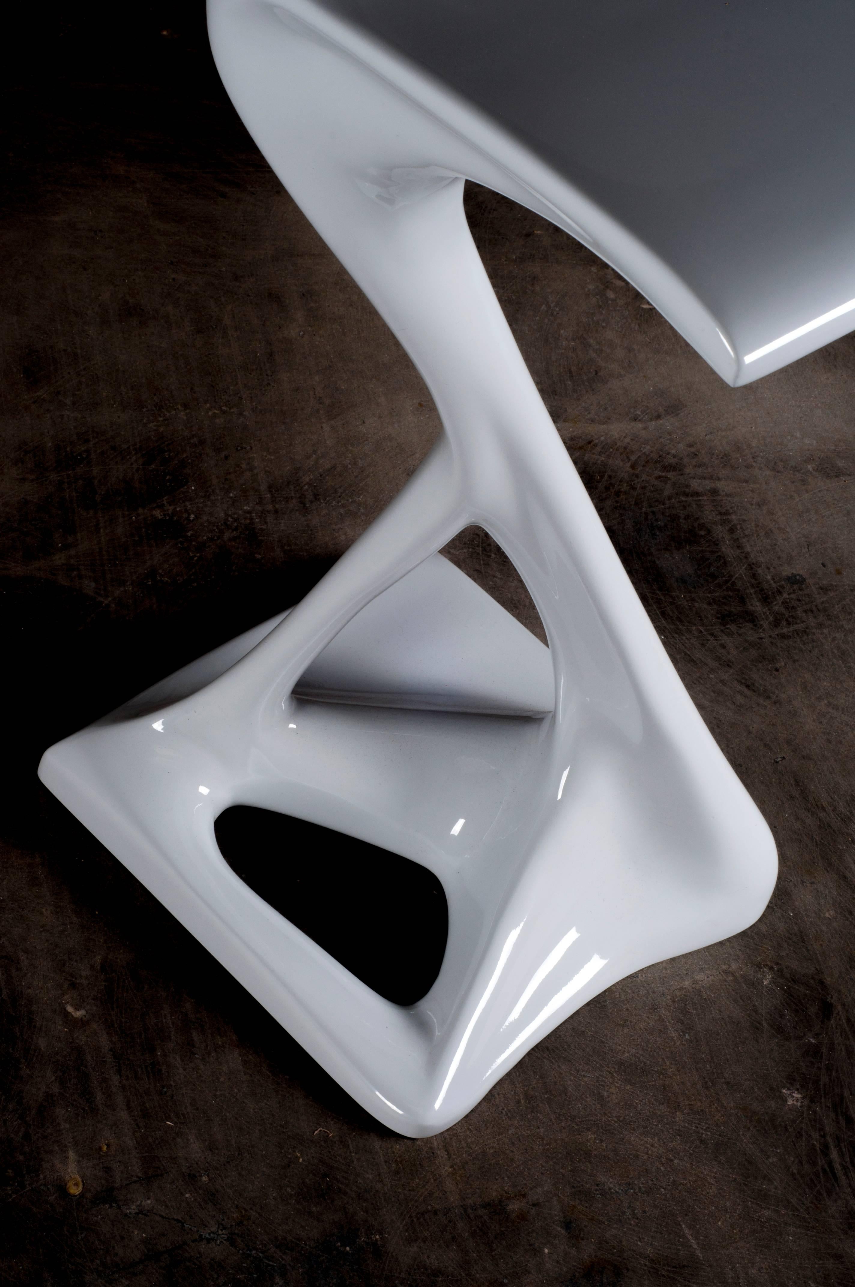 Carved Amorph Attitude Bar Stool Lacquered White  For Sale