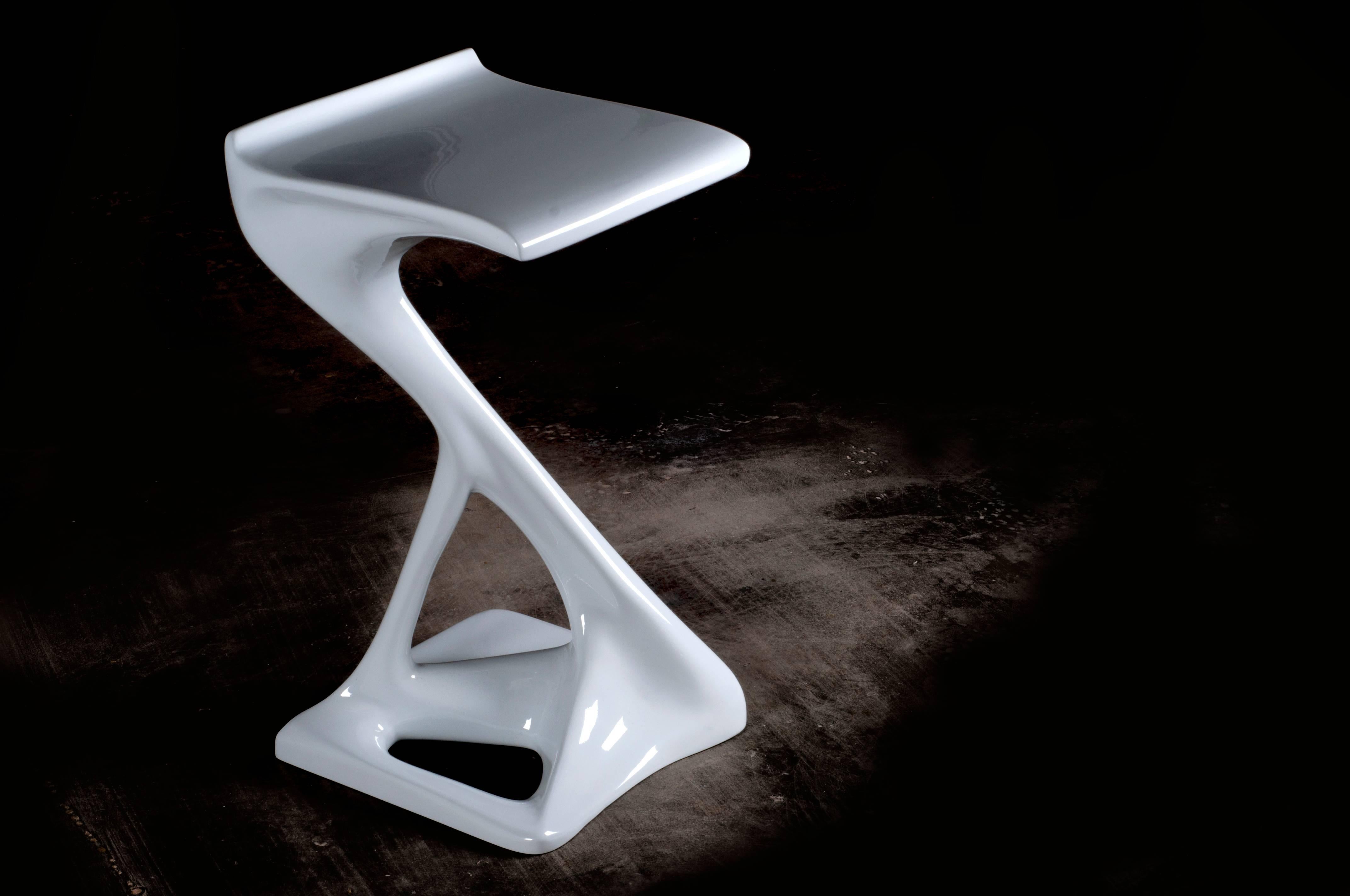 Amorph Attitude Bar Stool Lacquered White  In New Condition For Sale In Los Angeles, CA