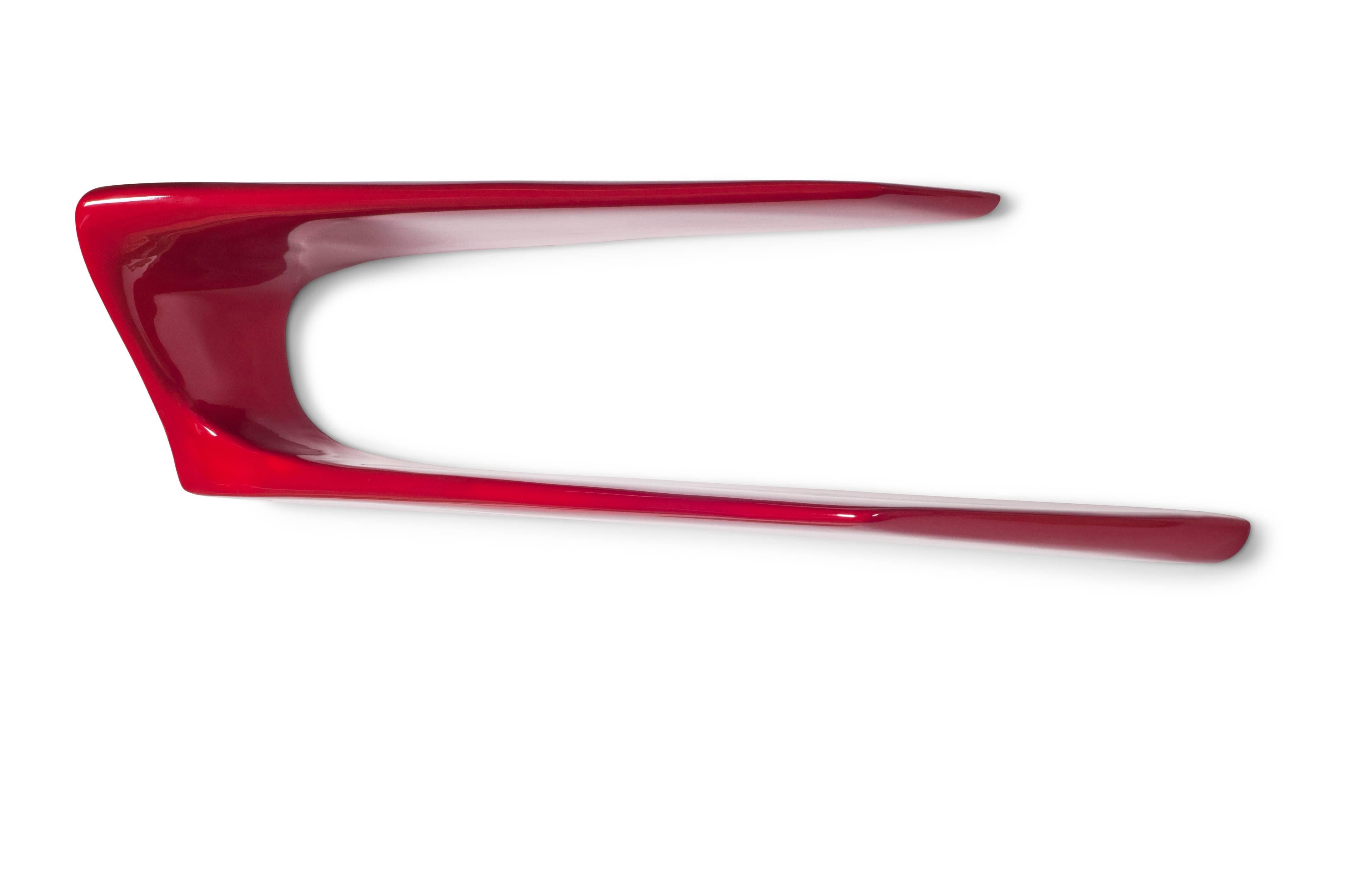 Modernes Wandregal von Amorph Flux, rot lackierter roter Farblack  im Zustand „Neu“ im Angebot in Los Angeles, CA