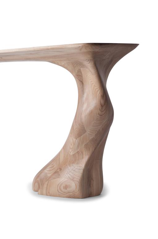 Modern Amorph Frolic Console Table, Natural Stained, Wall mounted,  For Sale