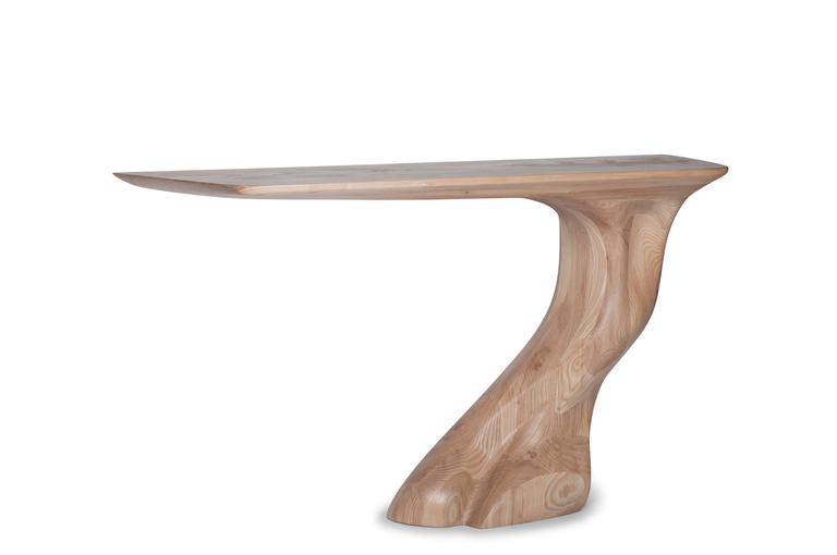 American Amorph Frolic Console Table, Natural Stained, Wall mounted,  For Sale