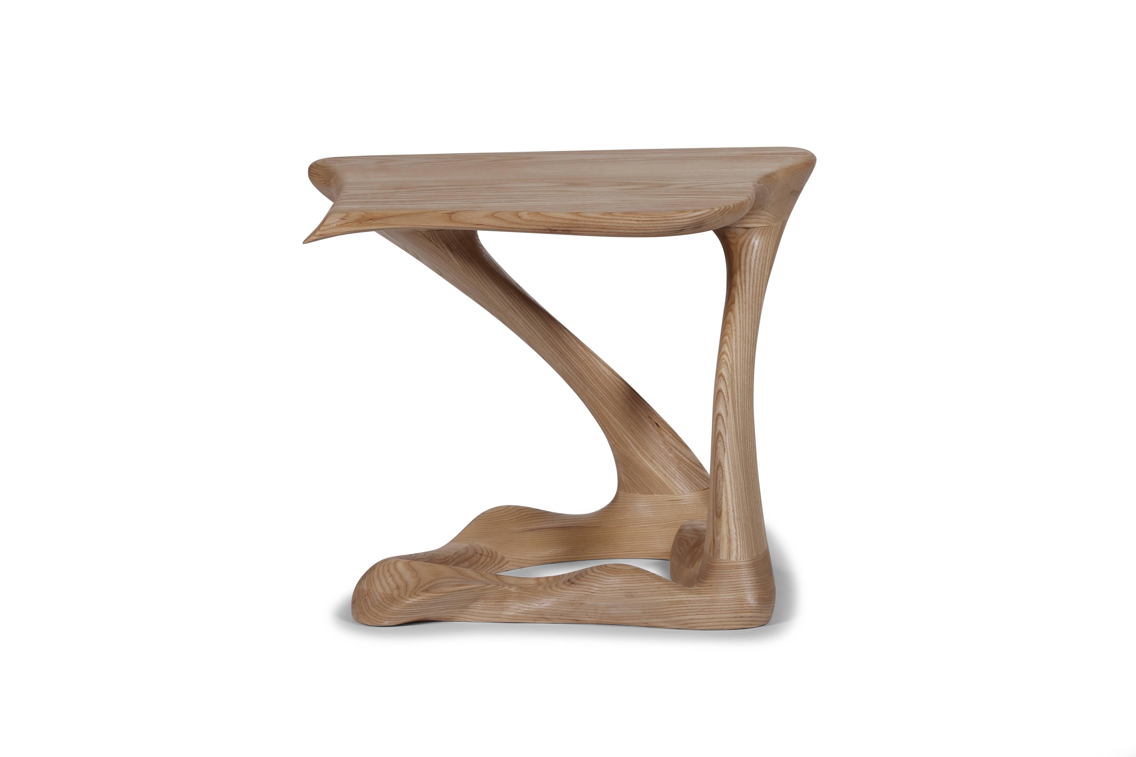 Modern Amorph Tryst  modern Side Table, Honey stain on Ash wood  For Sale