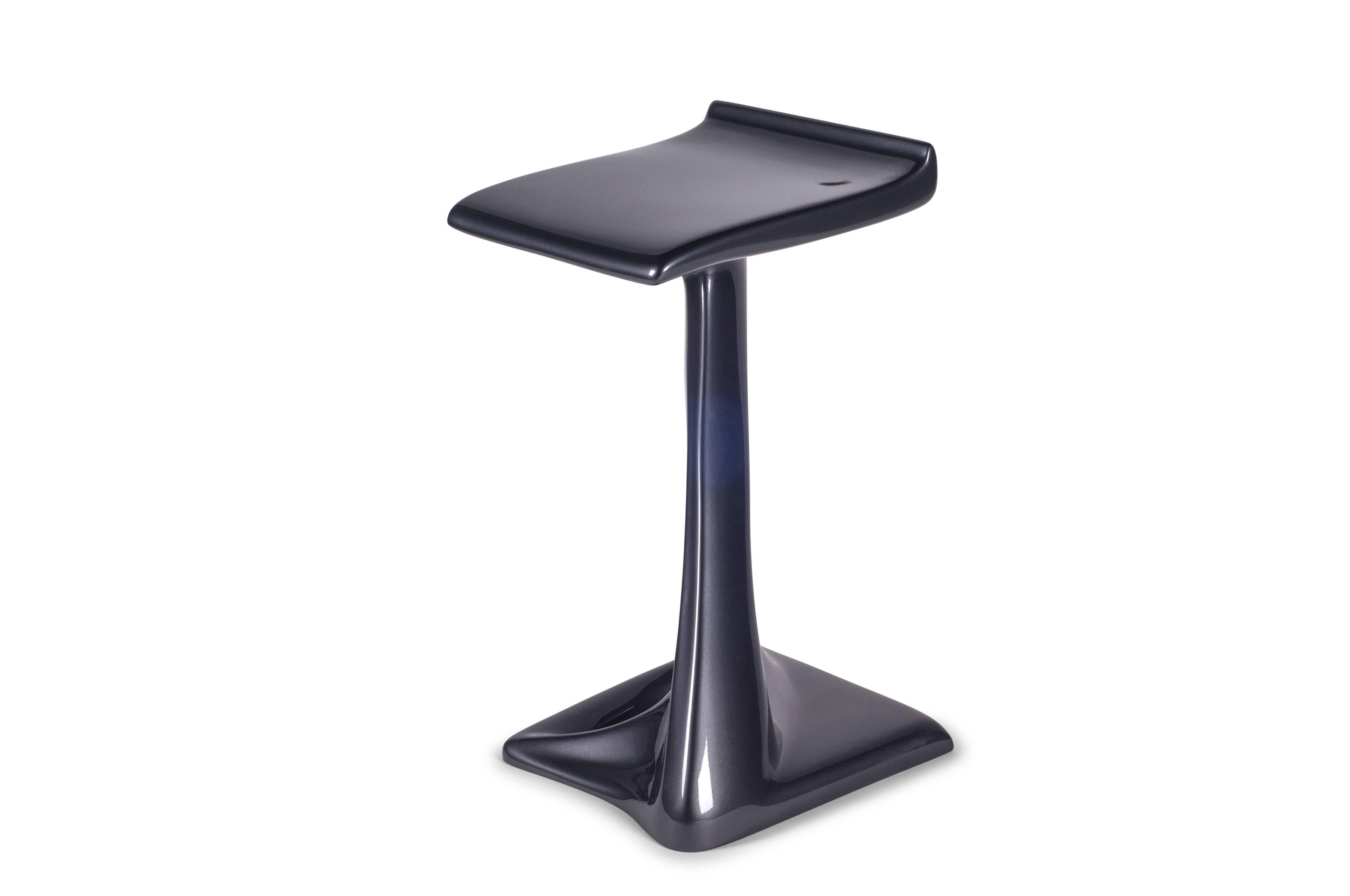 Amorph Attitude Bar Stool, Lacquered Metallic Dark  Gray  In New Condition For Sale In Los Angeles, CA