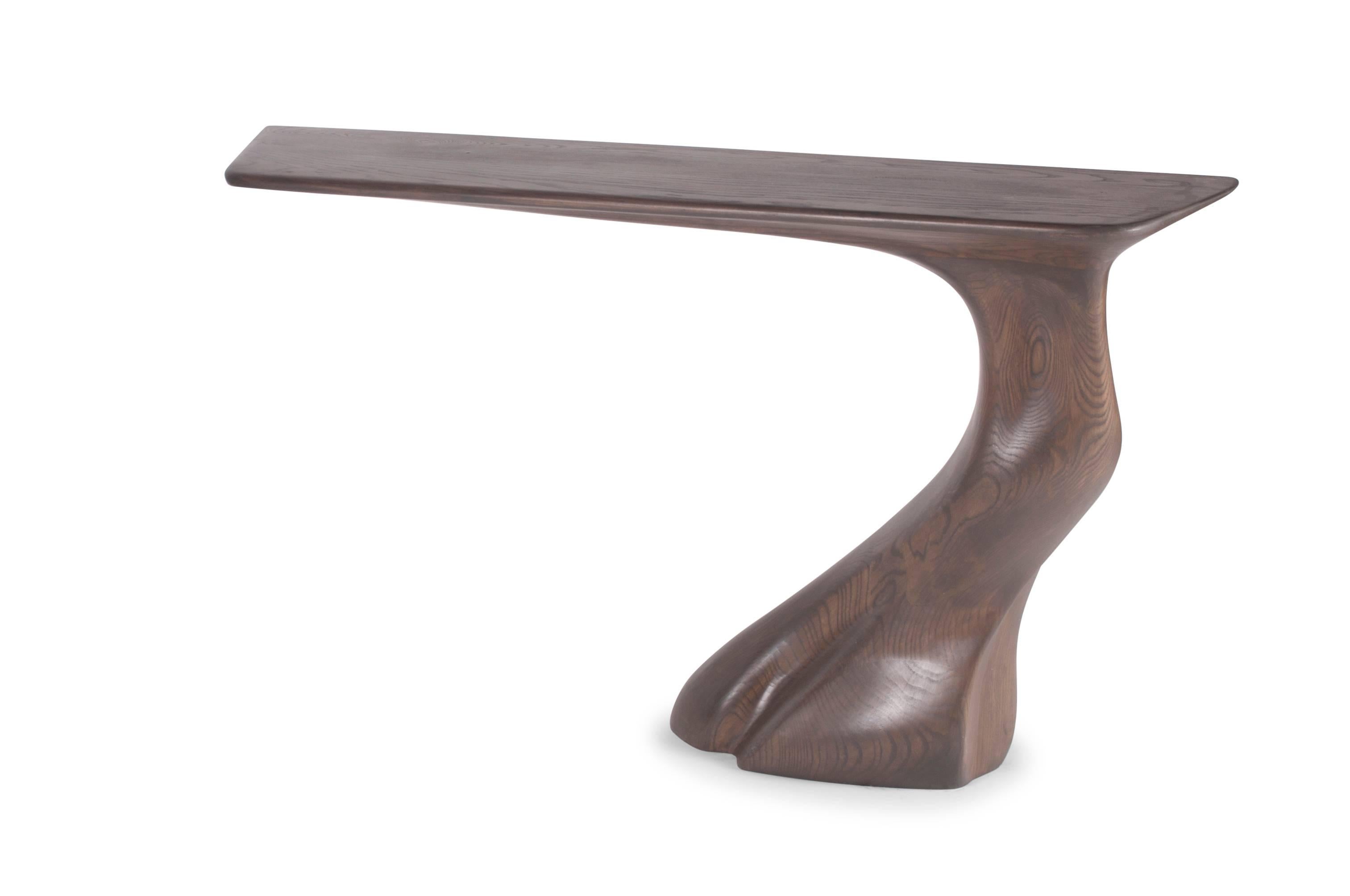 Modern Amorph Frolic wall mounted  modern Console Table, Smoke stain in Ash wood  For Sale