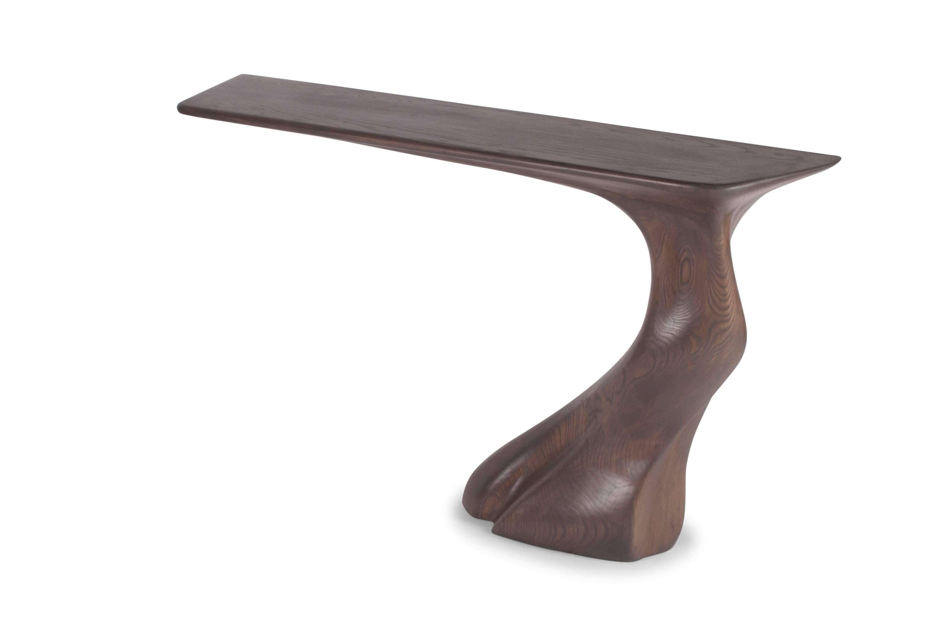 Amorph Frolic wall mounted  modern Console Table, Smoke stain in Ash wood  In New Condition For Sale In Los Angeles, CA