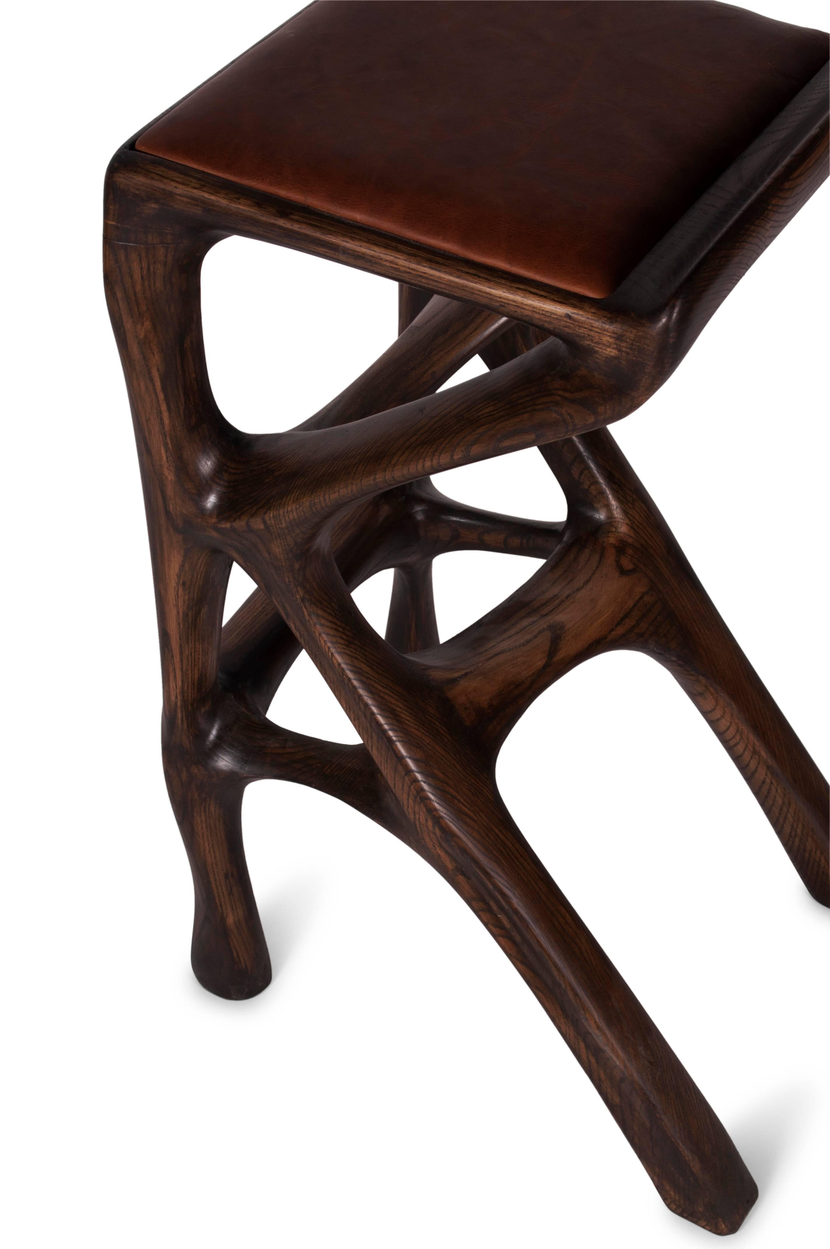 American Amorph Chimera Bar stool, Stained Rusted Walnut For Sale