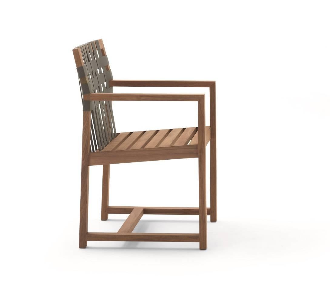 Roda network 159 armchair made in solid teak wood and grey polyester belts. 
For outdoor use.
   