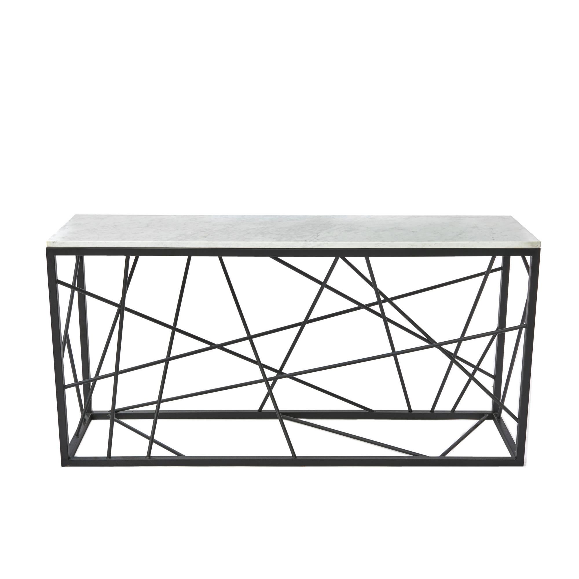 Nest Console by Morgan Clayhall, Sculptural Console, Steel and Marble Table For Sale