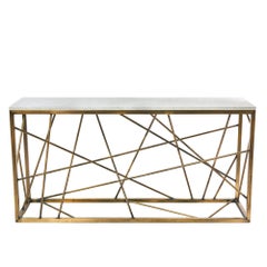 Antique Brass Nest Console, steel and marble, custom table