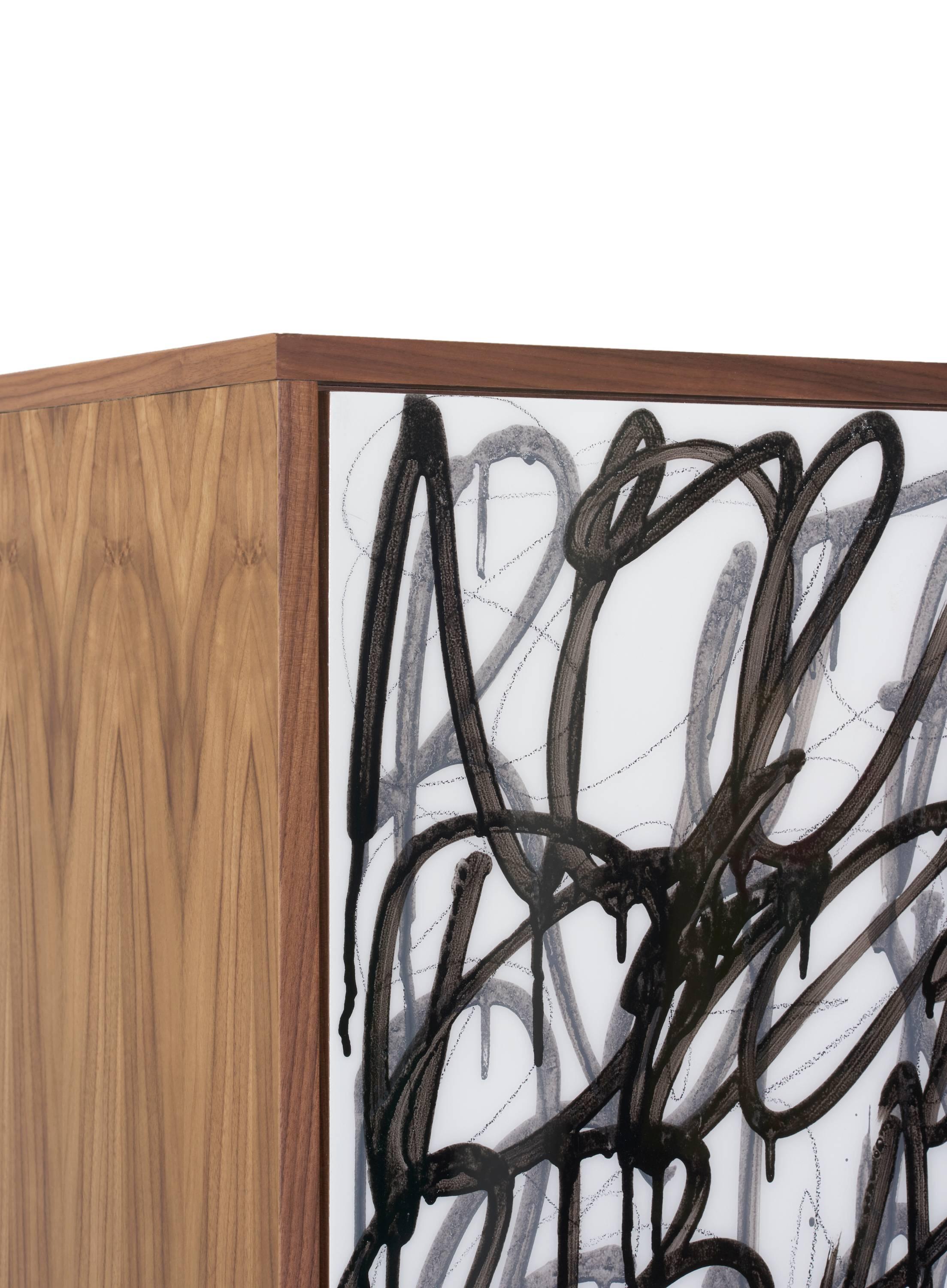 Say It Again armoire, art door cabinet, hand painted customizable  (Ebonisiert) im Angebot