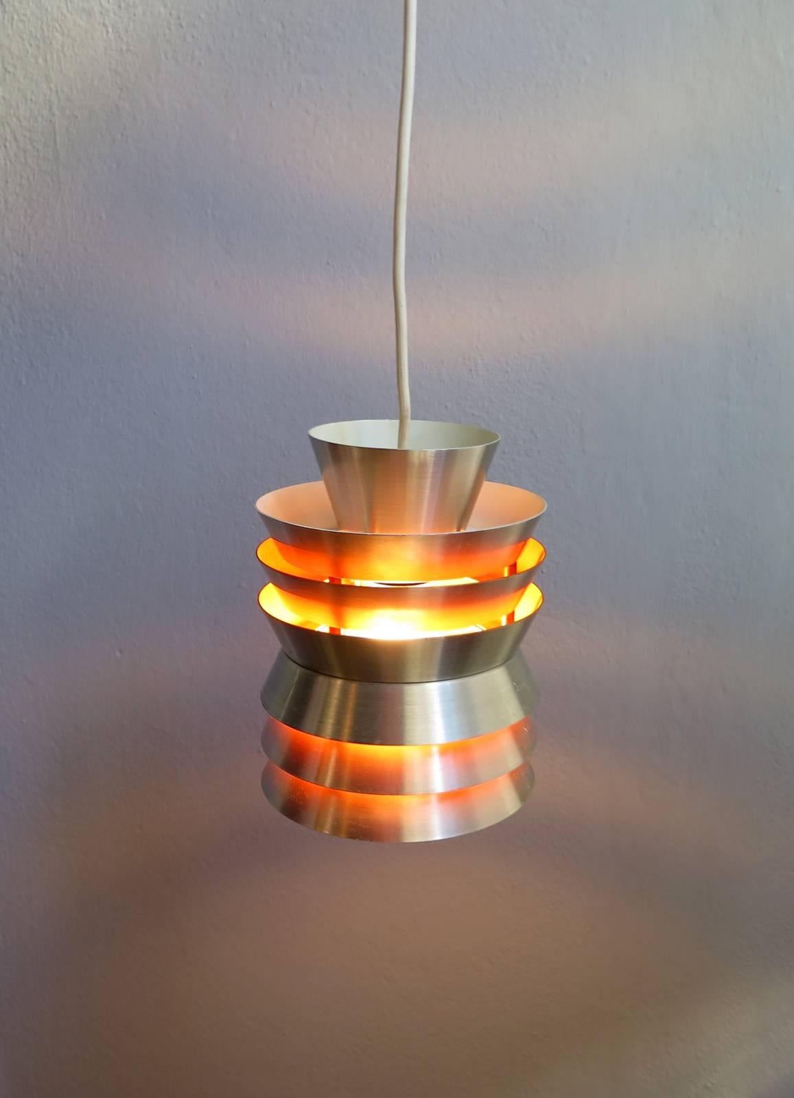 Scandinavian Modern Danish Aluminium and Orange Interior Pendant Lamp