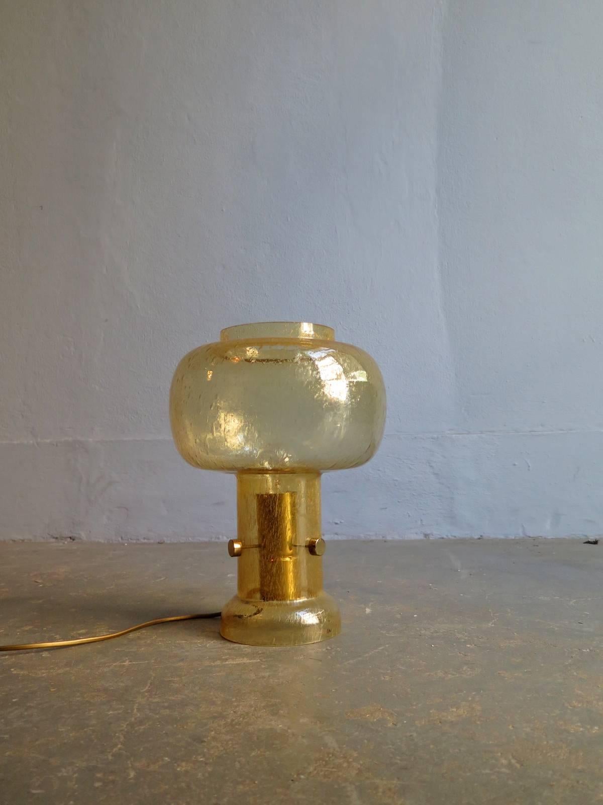 Bubbled golden glass table lamp.