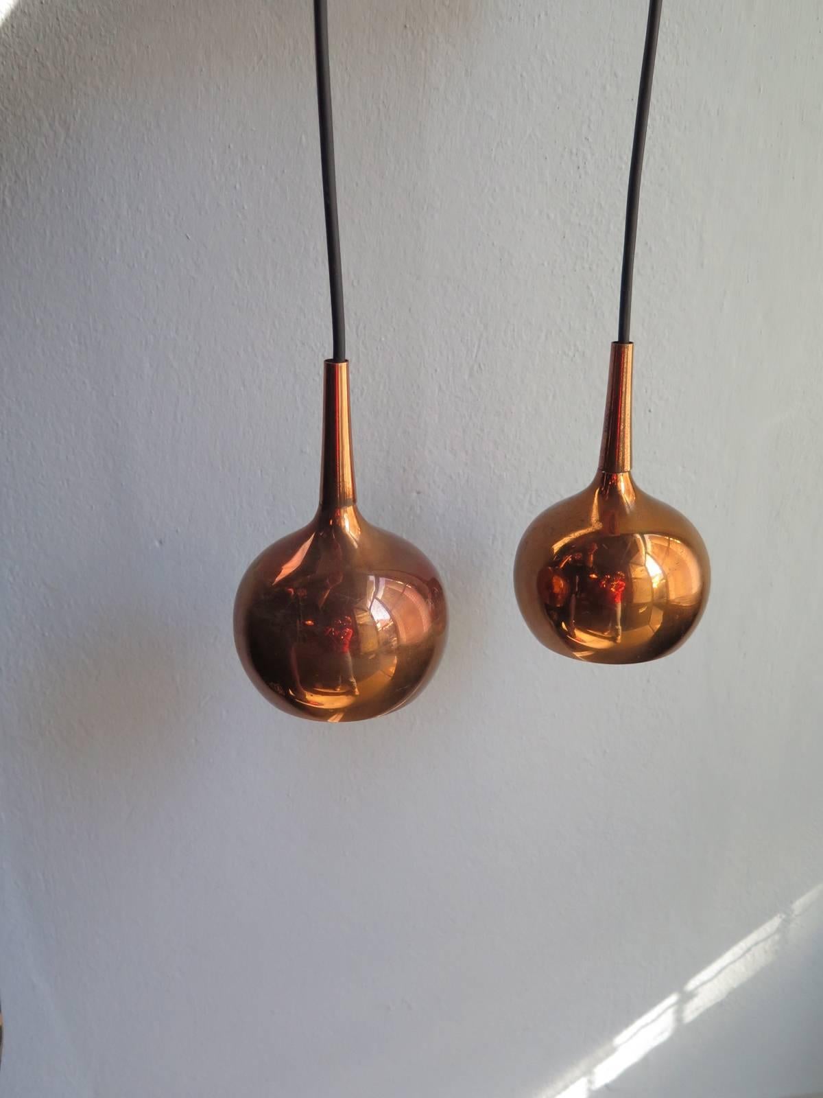 Pair of Copper Pendant Lamps 1