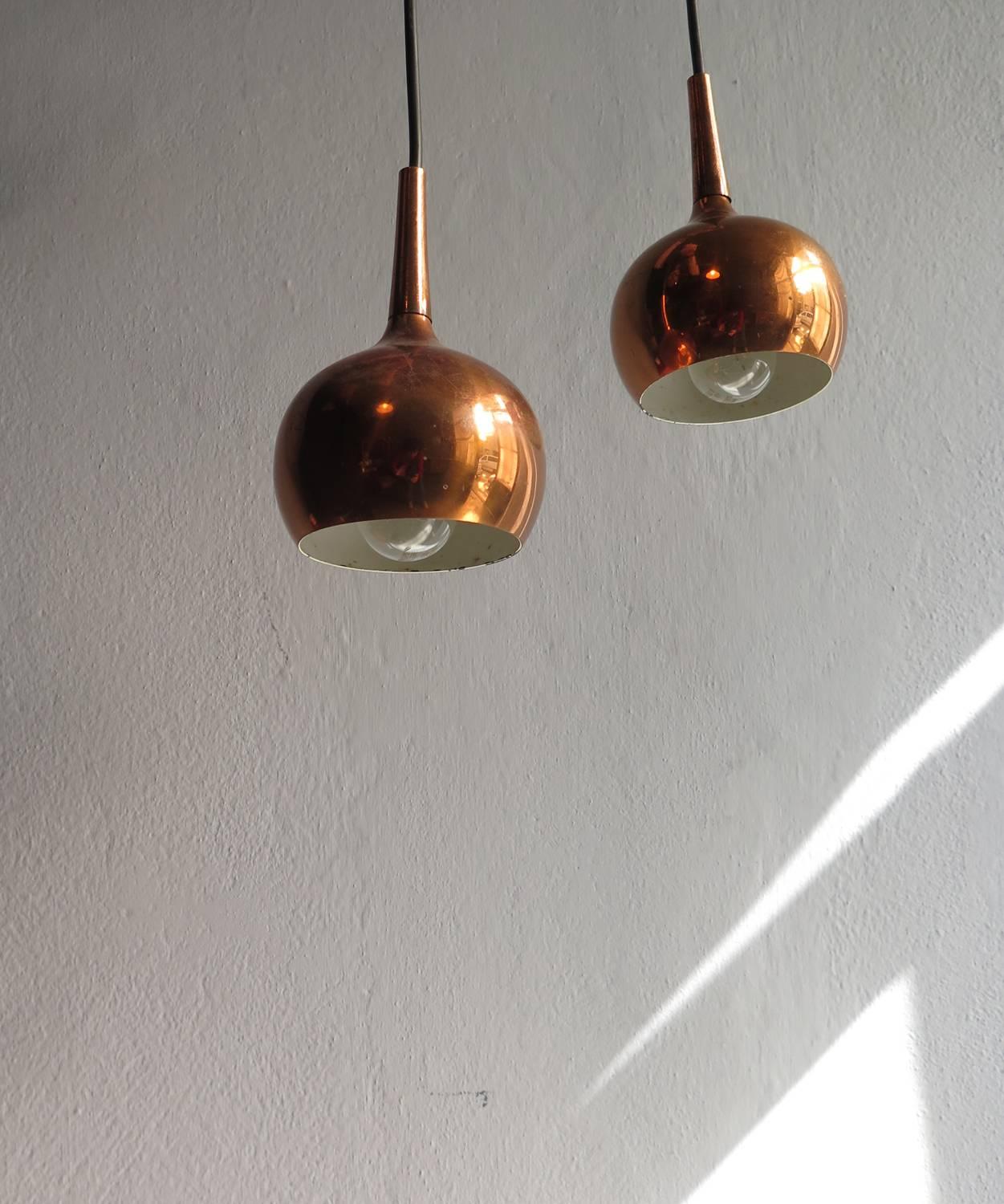 Pair of Copper Pendant Lamps 2