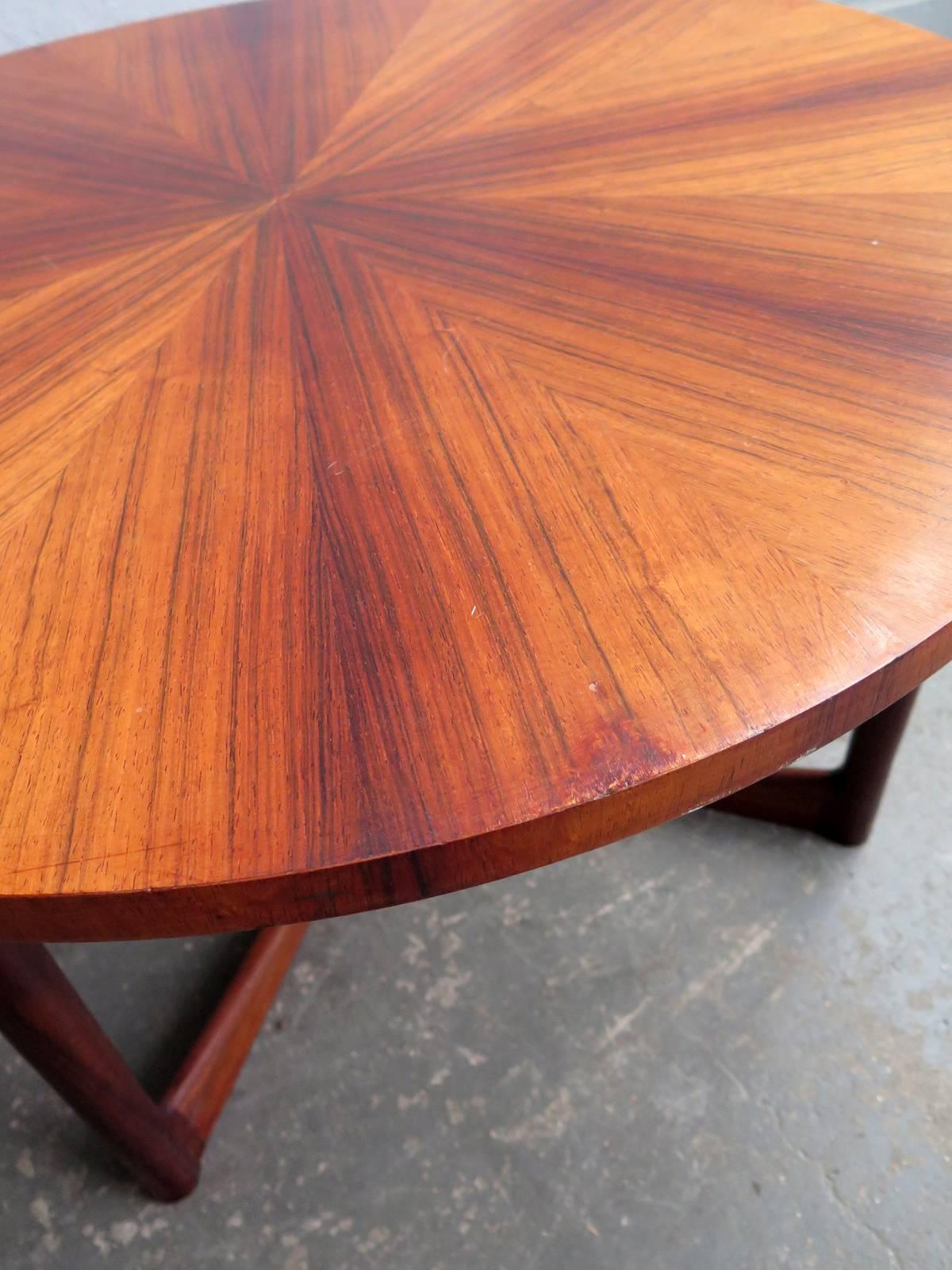 British Rosewood Veneer Top in a Teak  Base For Sale