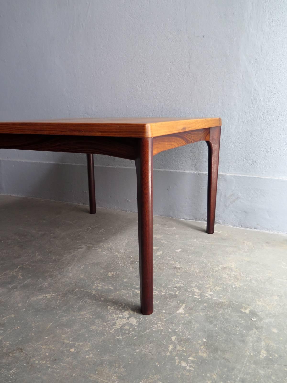 Mid-Century Modern Danish Square Palisander Side or Centre Table with Beautiful Grain For Sale