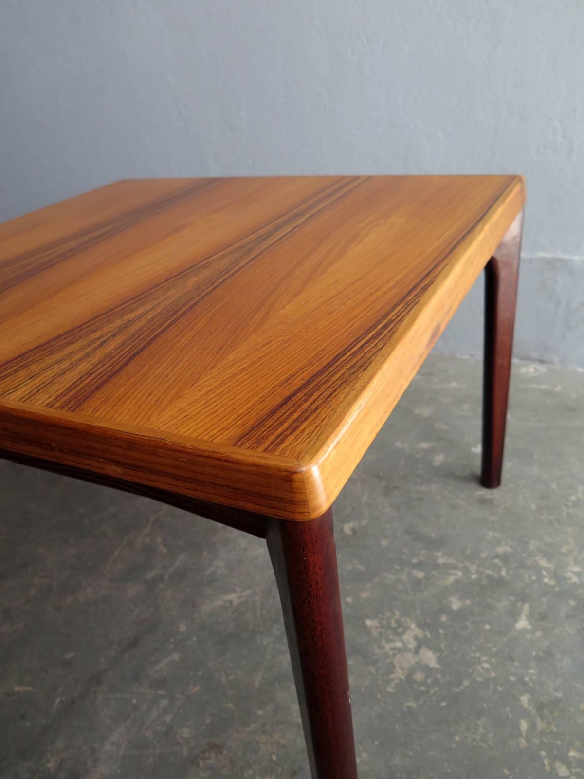 Mid-20th Century Danish Square Palisander Side or Centre Table with Beautiful Grain For Sale