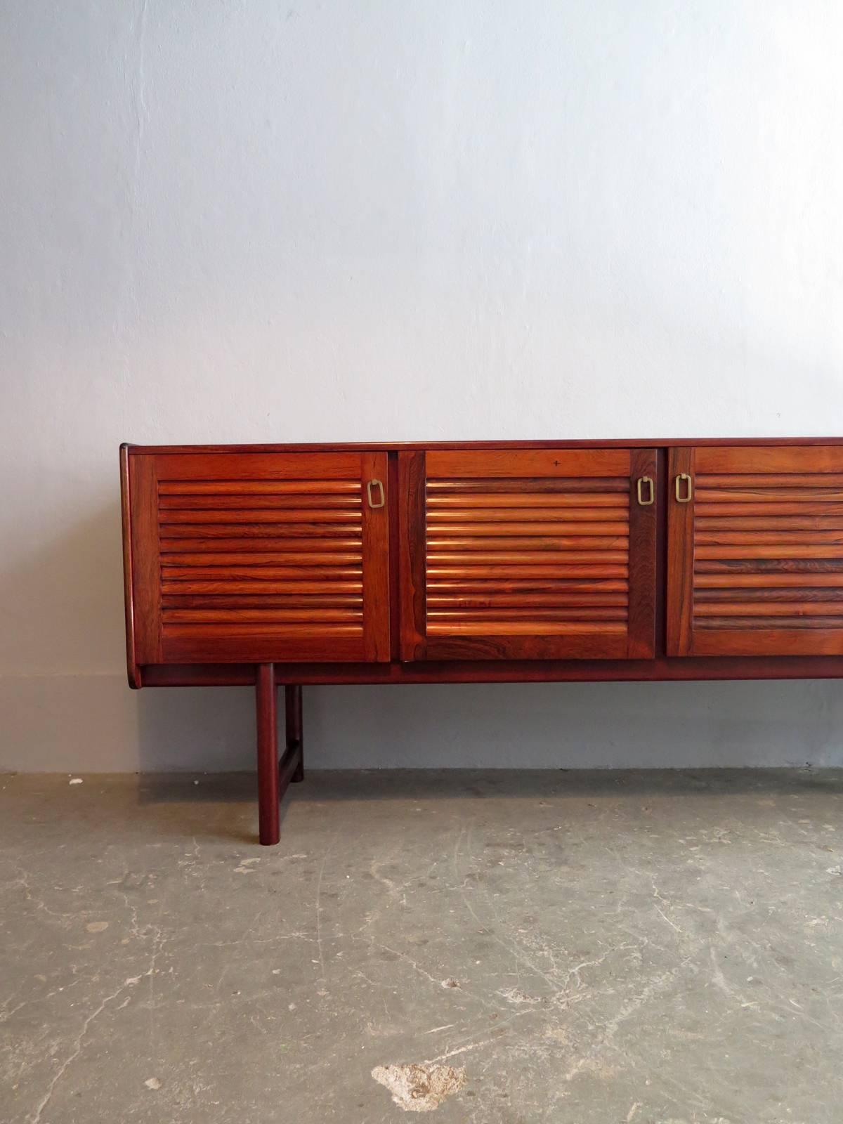 Mid-20th Century Rosewood McIntosh Sideboard with Brass Handlers For Sale