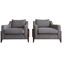 Chair Reposer Special Edition in Grey Wool with Walnut and Brass by Stuart Scott 11