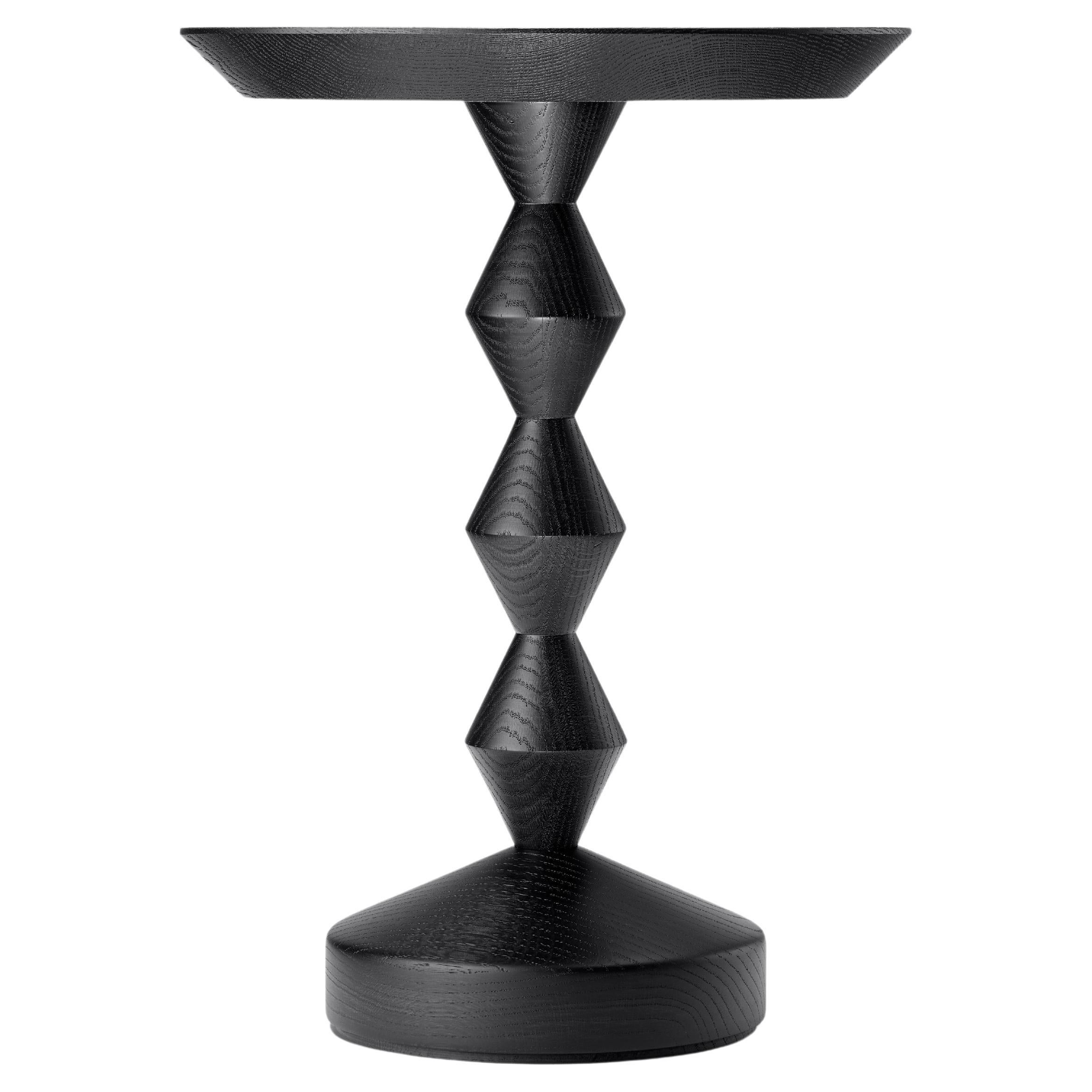 Contemporary Zic-Zac Occasional Table in Oak or Walnut expertly lathe turned