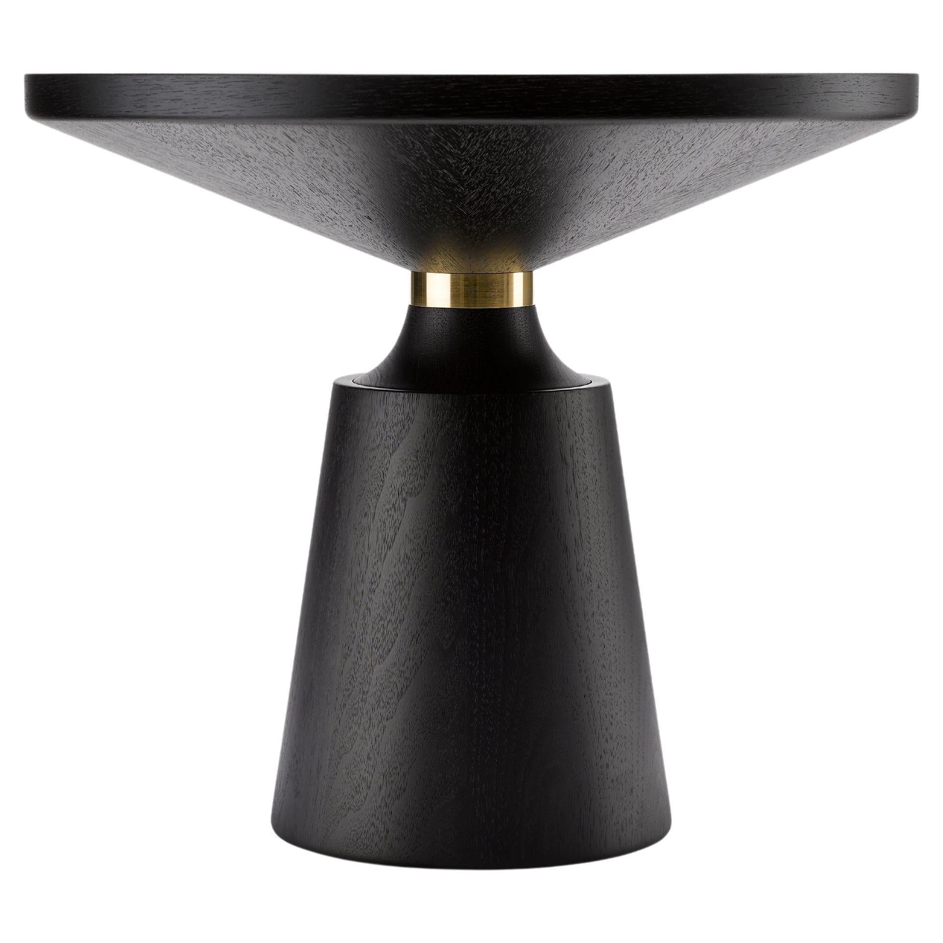 Contemporary Nicole Occasional Table in Black Lacquered Walnut and Brass