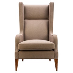 Sedia Alae Contemporary in tessuto Fox Linton Panama con gambe in noce